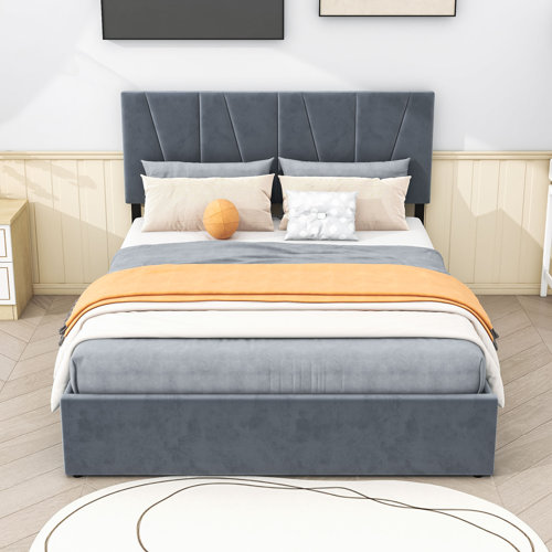 Latitude Run® Upholstery Platform Bed With Four Drawers | Wayfair